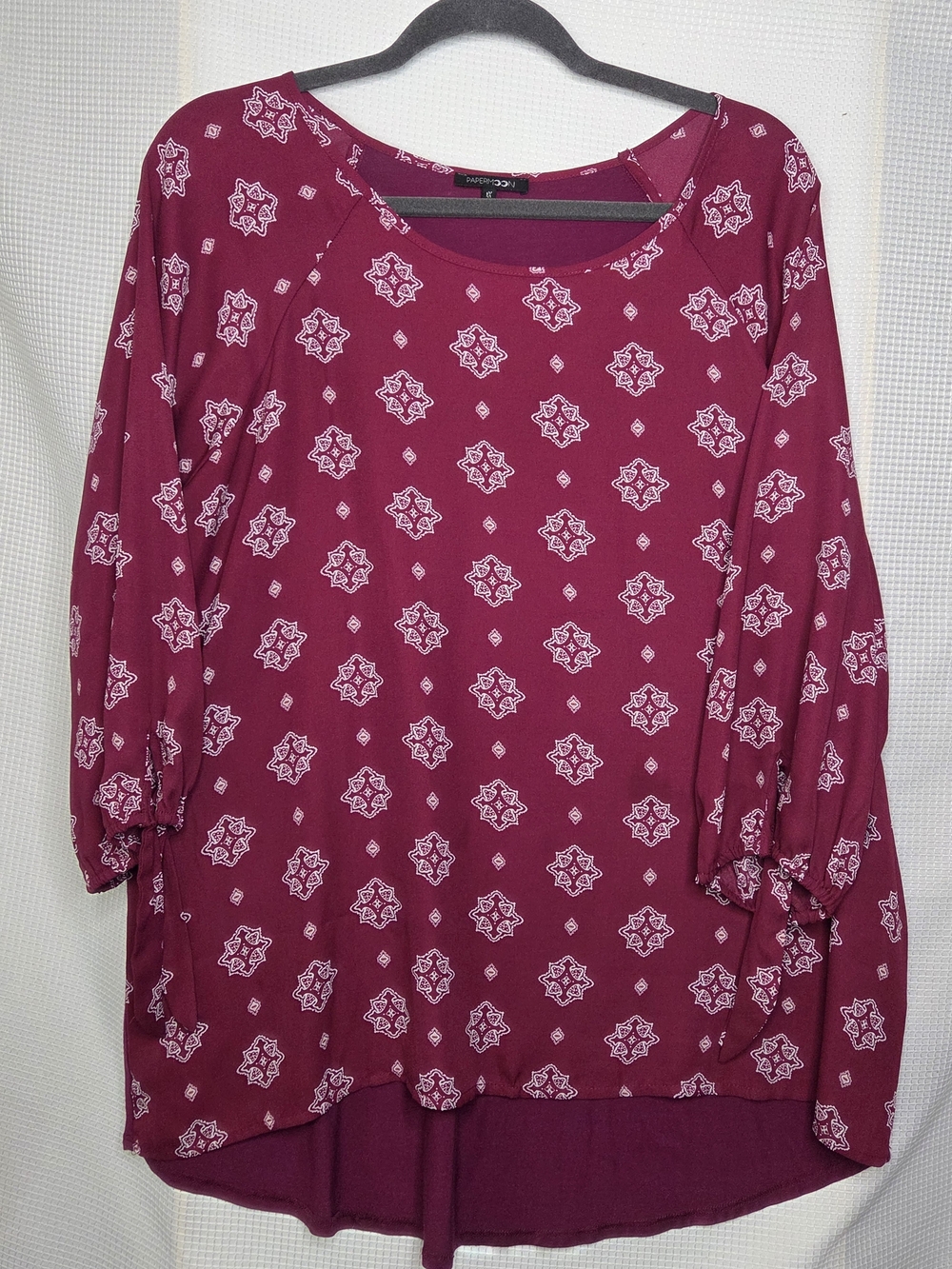 Papermoon Berry Larie Maroon Long Sleeve Printed Top